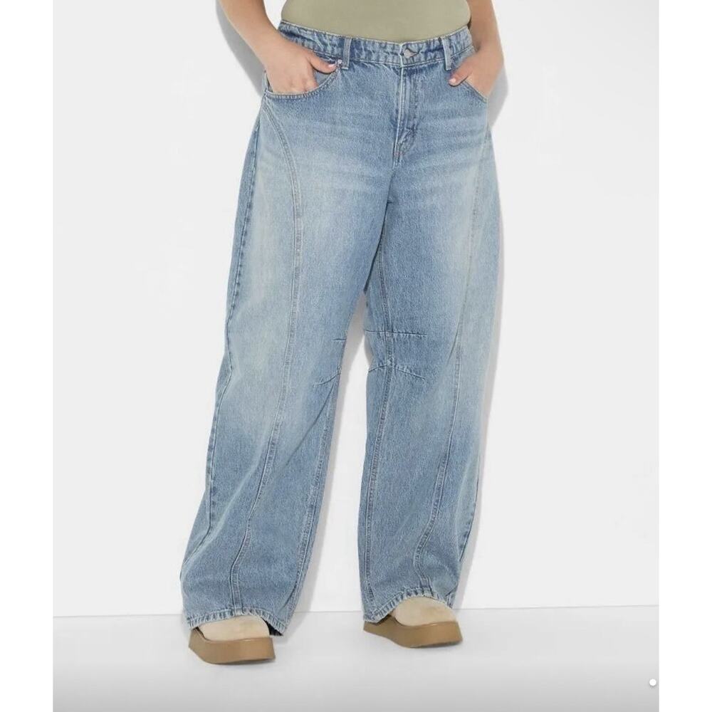 NWT Wild Fable Barrel Jeans Size 0/32 Mid Rise Baggy Wide Leg Curved Denim - Picture 7 of 9
